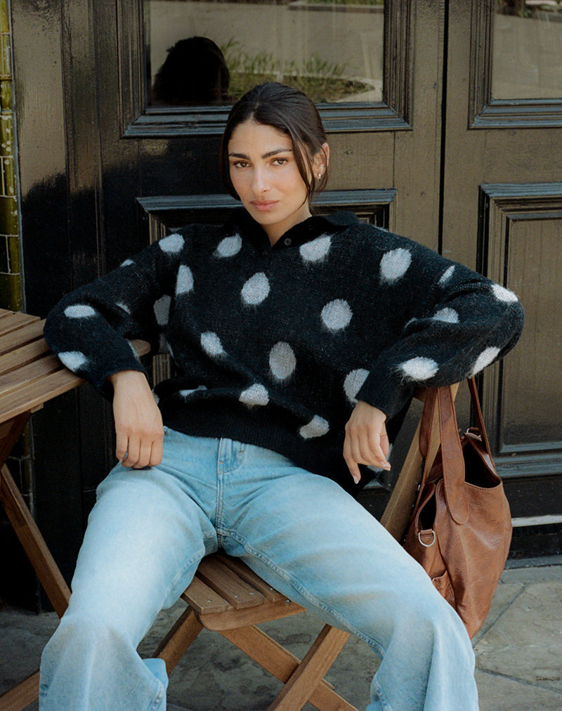 Tamika - Maglia oversize a pois nera