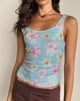 Immagine di Tampa Top in paillettes fiore blu