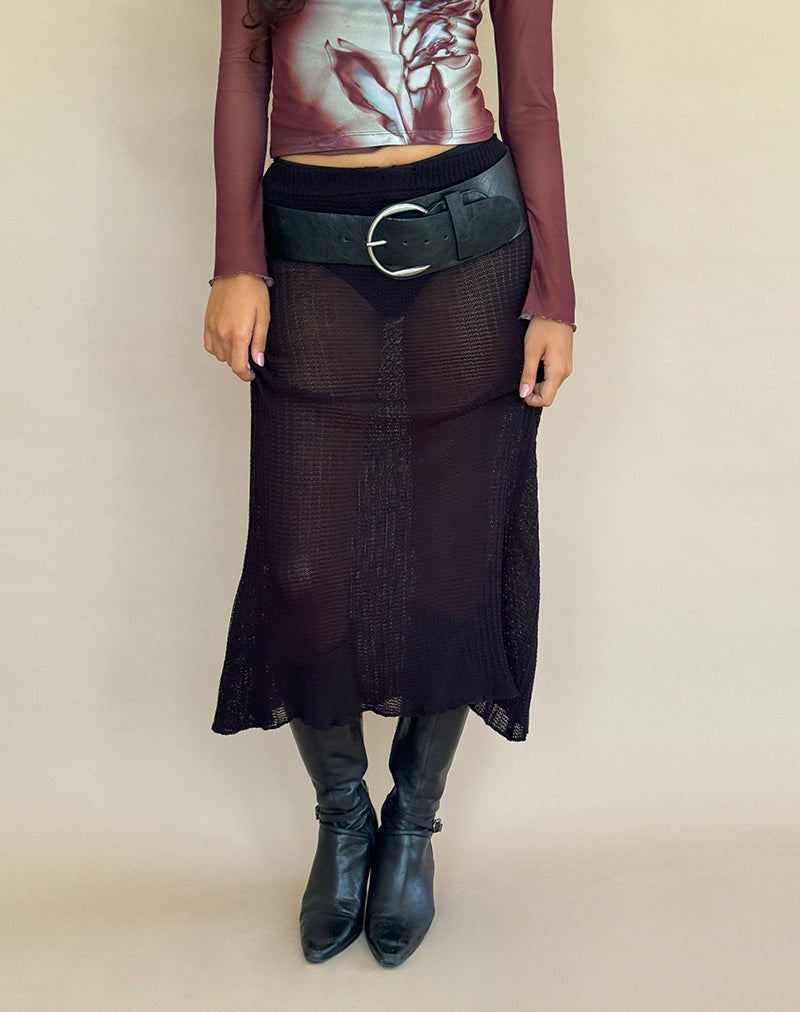Immagine di Tanisha Midi Skirt in maglia a coste nero
