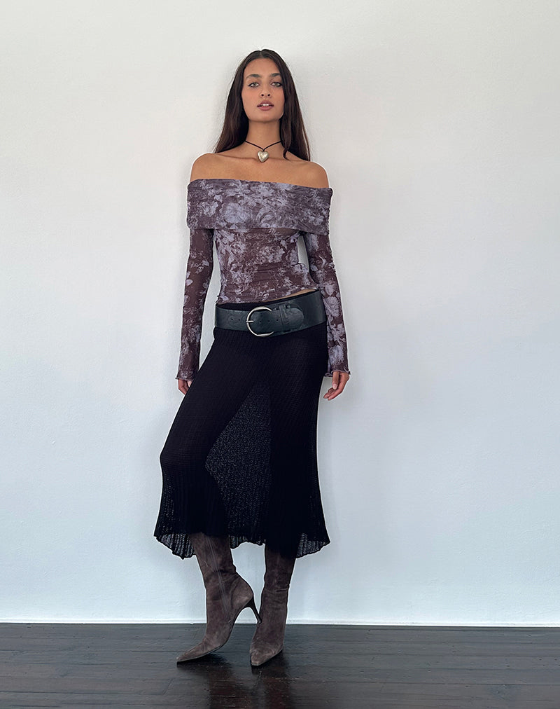Immagine di Tanisha Midi Skirt in maglia a coste nero