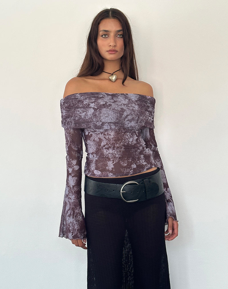 Immagine di Noelle Bardot Top in Botanic Sketch Purple