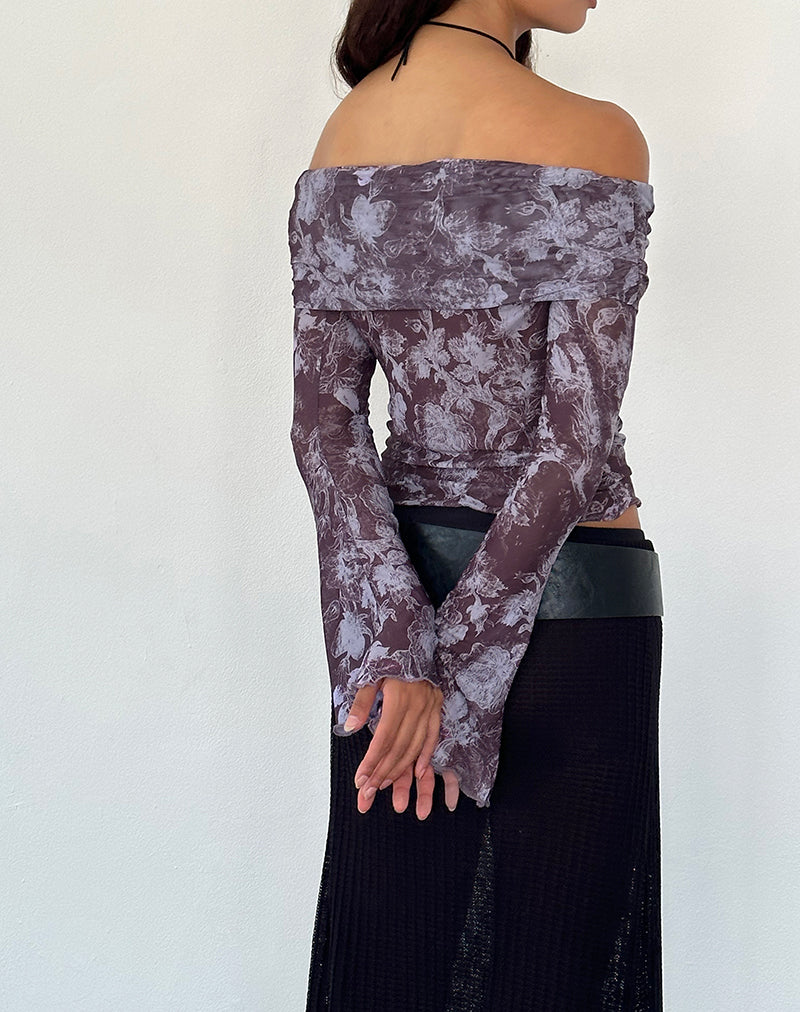 Immagine di Noelle Bardot Top in Botanic Sketch Purple