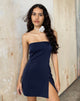 Immagine di Tannesa Mini Abito a Fascia in Raso Blu Navy Midnight