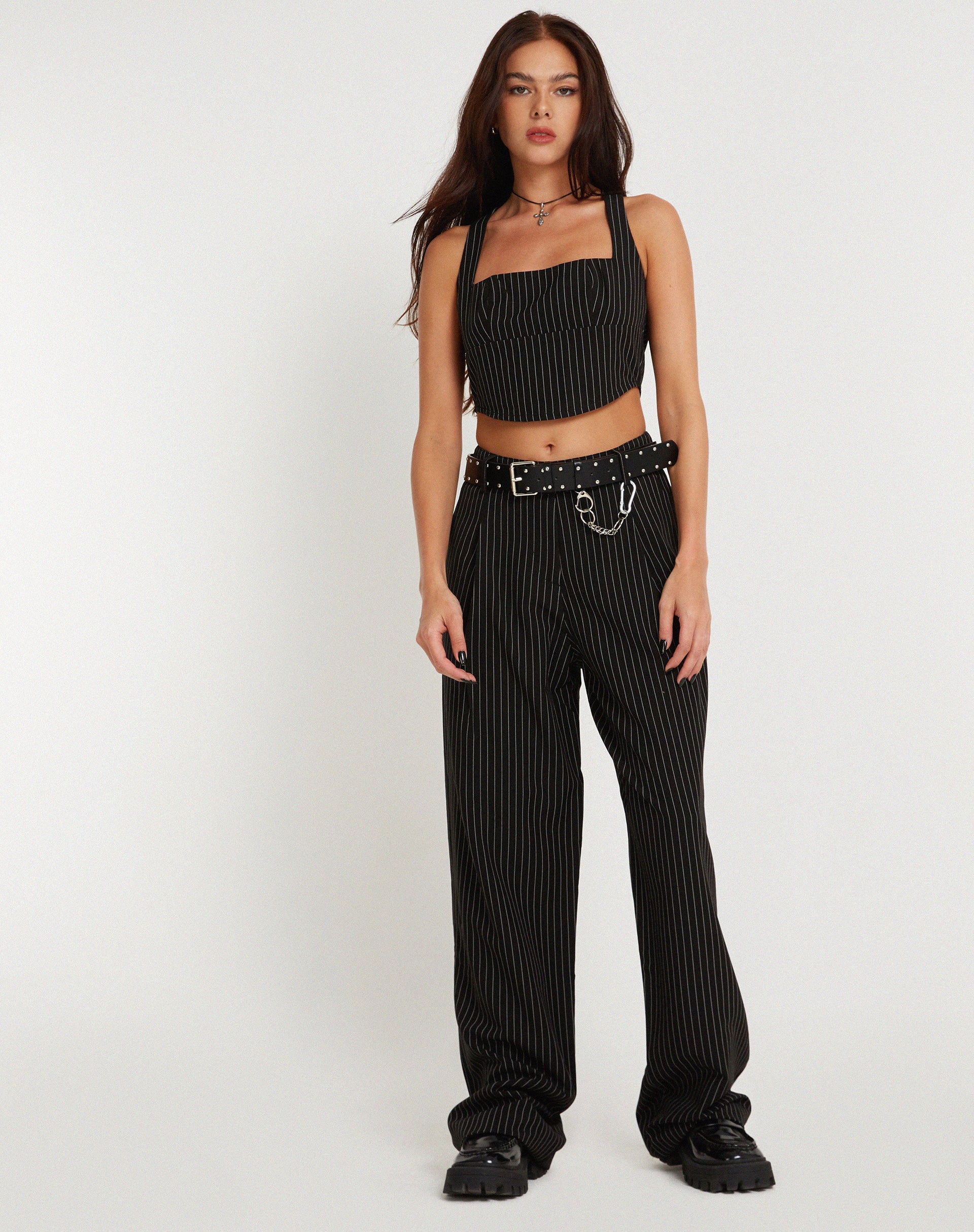 Immagine di Targun Crop Top in gessato nero