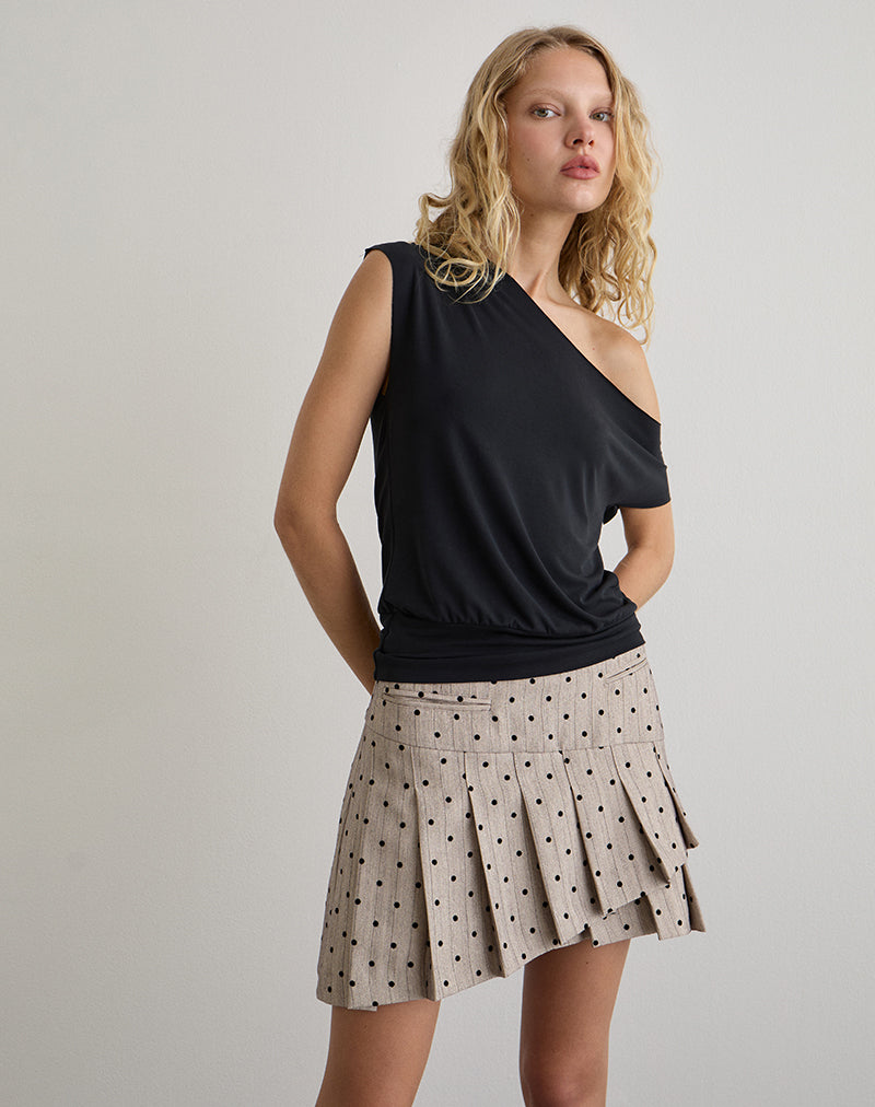 Immagine di Tarja Mini Gonna in Beige con Gessato Polka