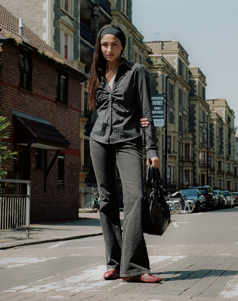 Tarsi - Camicia aderente in mono gessato grigio
