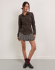 Immagine di Tarsi Camicia aderente in mono gessato Chocolate