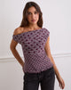 Immagine di Tarya Asymmetric Top in Stripe Polka Plum