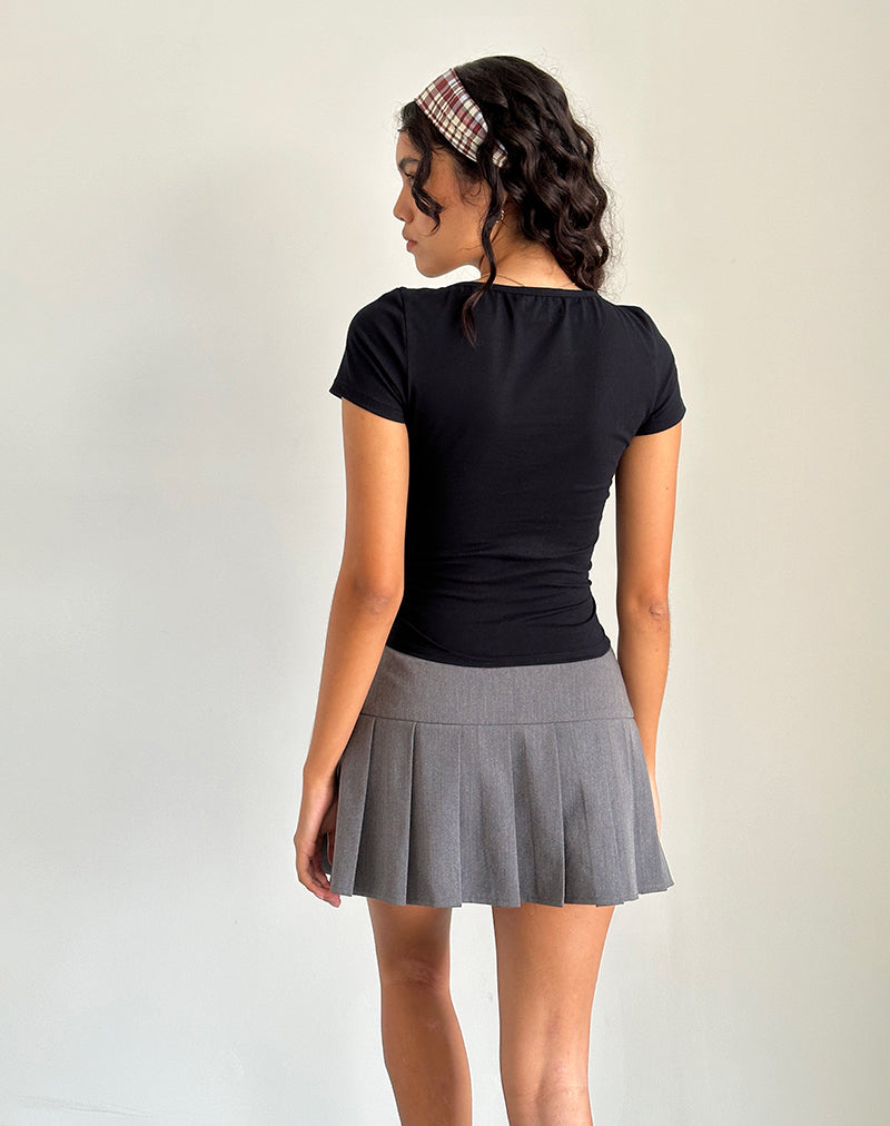 Immagine di Tasina Top in nero con rilegatura in nero