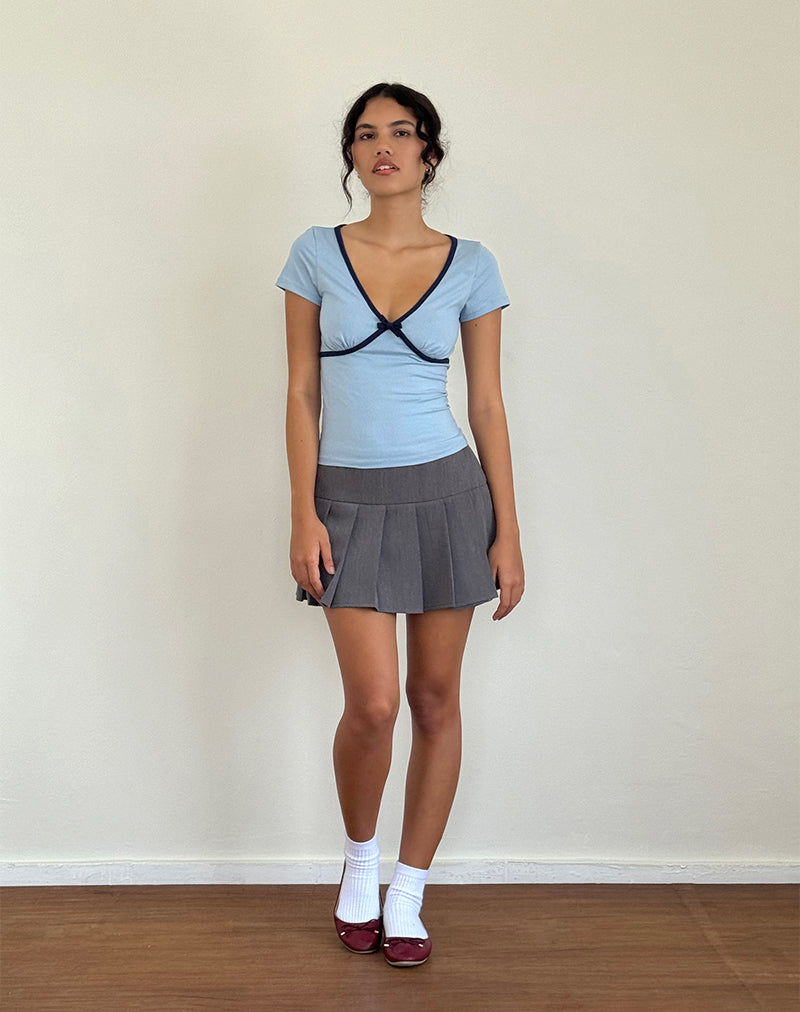 Immagine di Tasina Top in blu Nantucket con bordatura blu navy