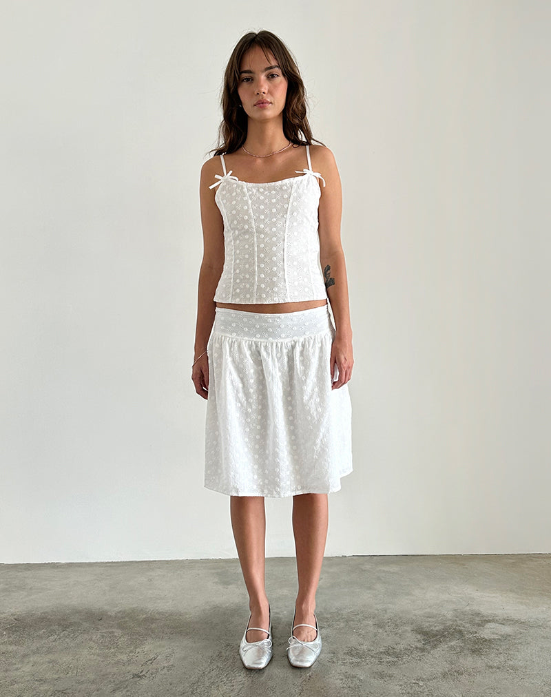 Immagine di Tasma Top con corsetto in broderie intrecciata Bianco