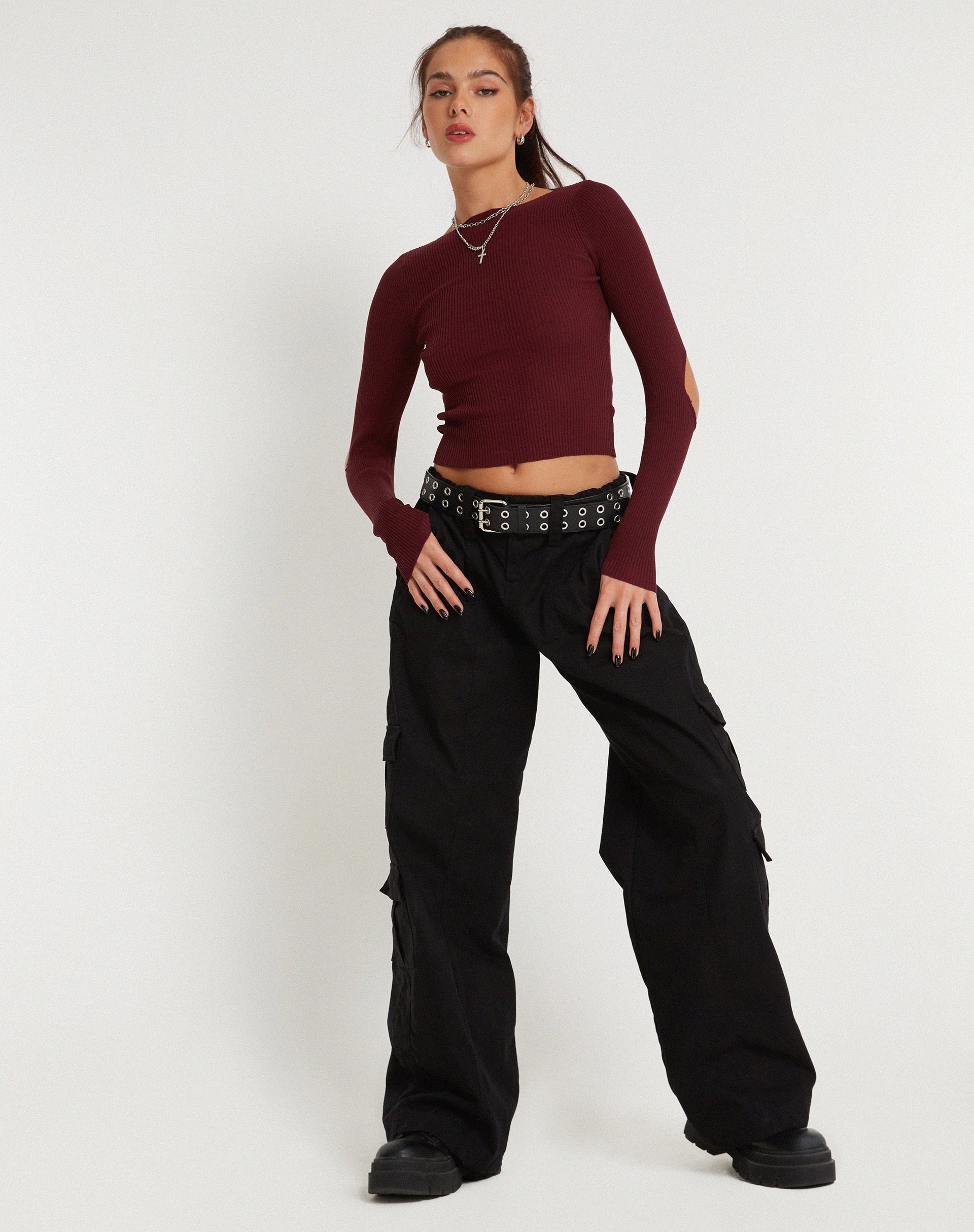 Immagine di Tayon Crop Top a maniche lunghe in Marron