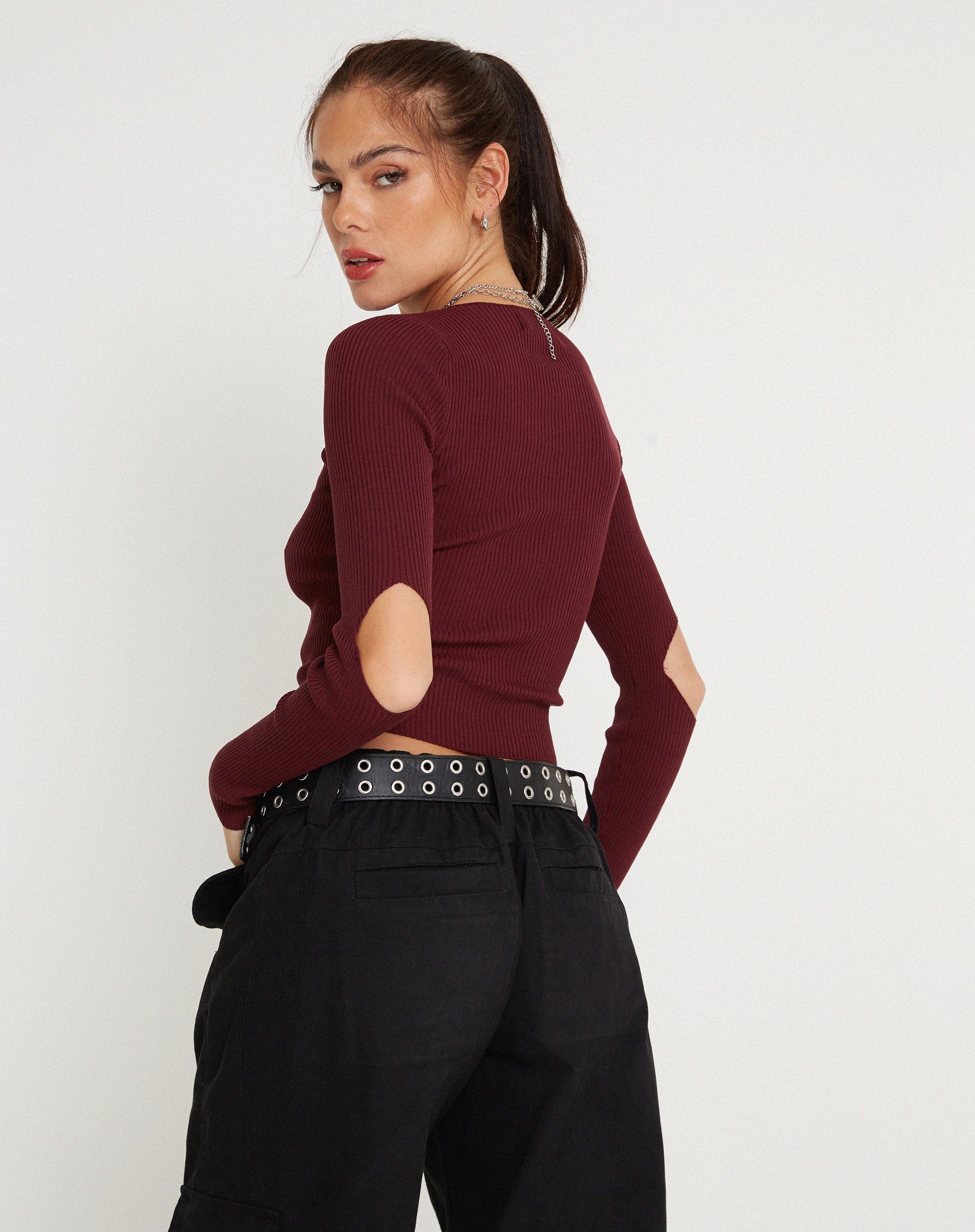 Immagine di Tayon Crop Top a maniche lunghe in Marron