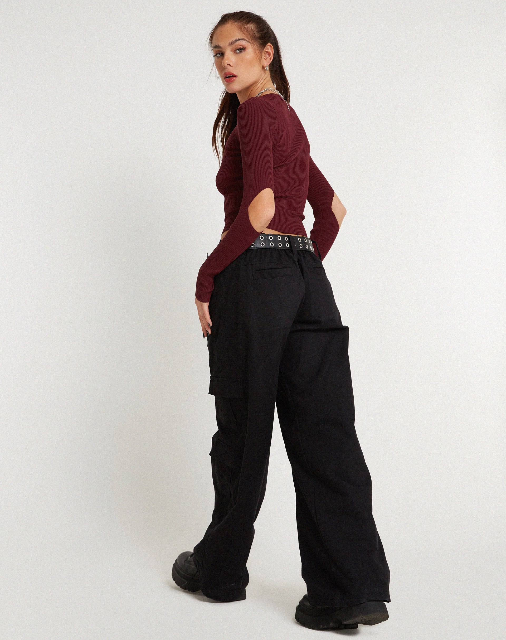 Immagine di Tayon Crop Top a maniche lunghe in Marron