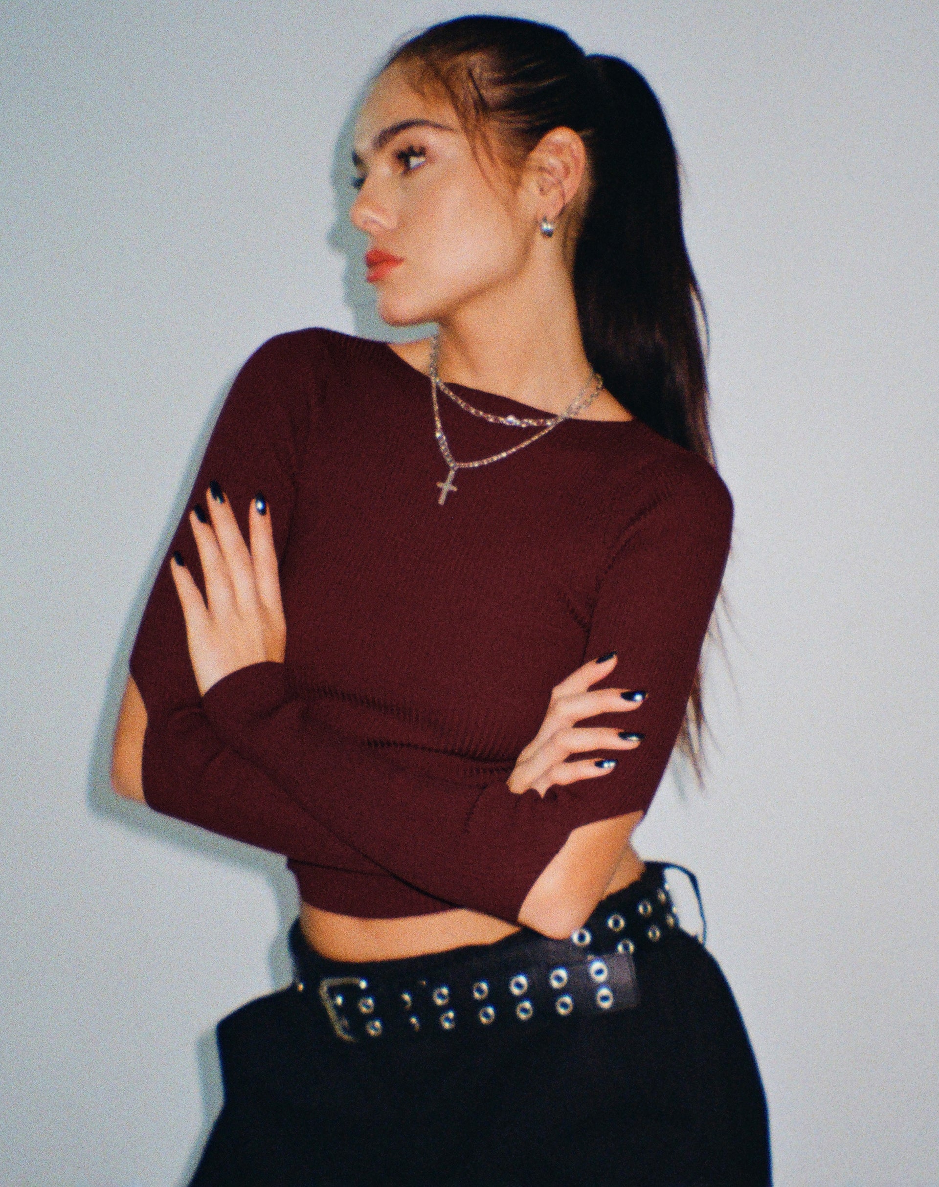 Immagine di Tayon Crop Top a maniche lunghe in Marron