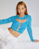 immagine di Techin Crop Top in Blue Flock Animali Misti