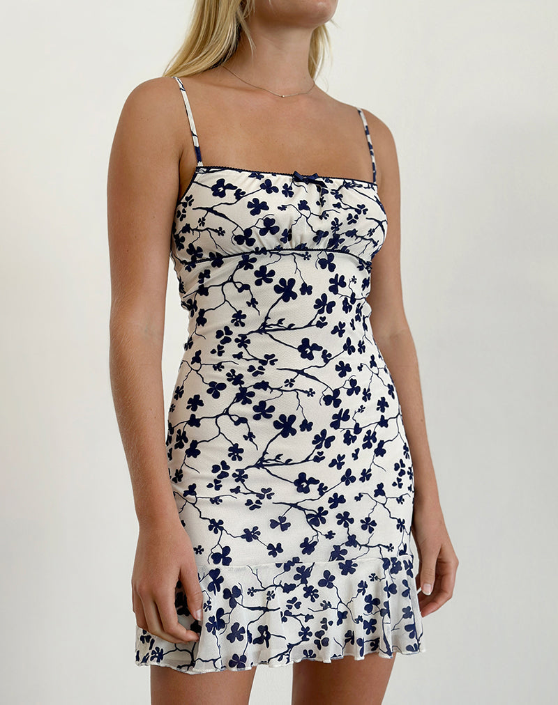 Mini abito Tery in Grunge Floral Flock crema