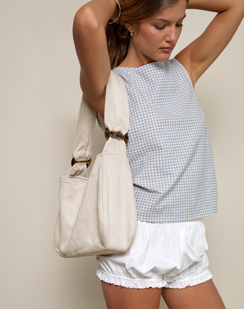 Borsa Tetira con doppia fibbia in guscio di tartaruga color crema