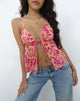 Immagine di Tezza Tie Front Cami Top in Dark Wild Flower Cantaloupe