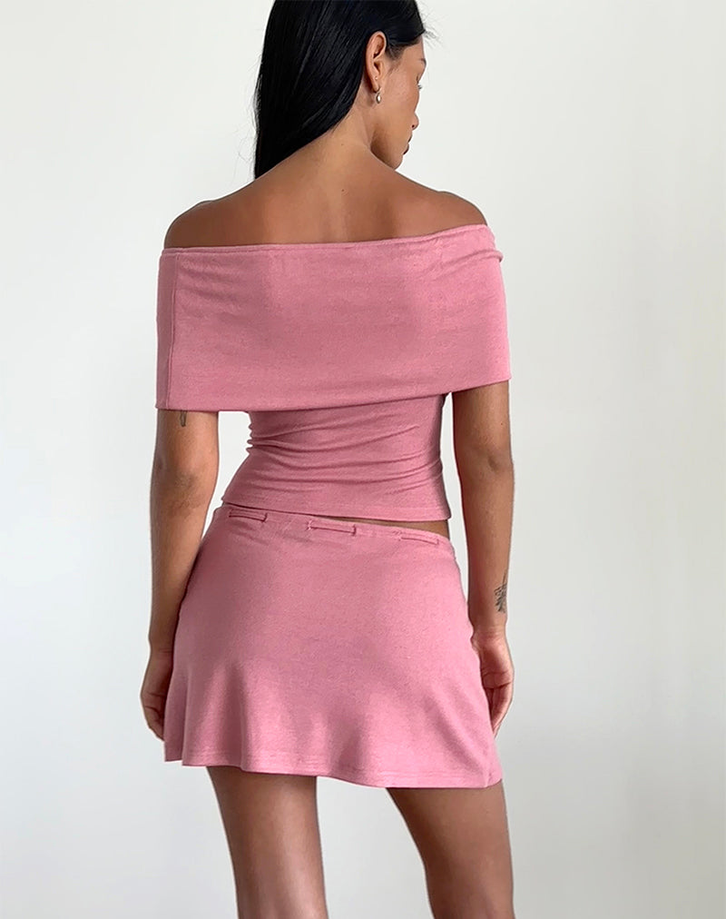 Immagine di Thalassa Off the Shoulder Top in maglia trasparente rosa scuro