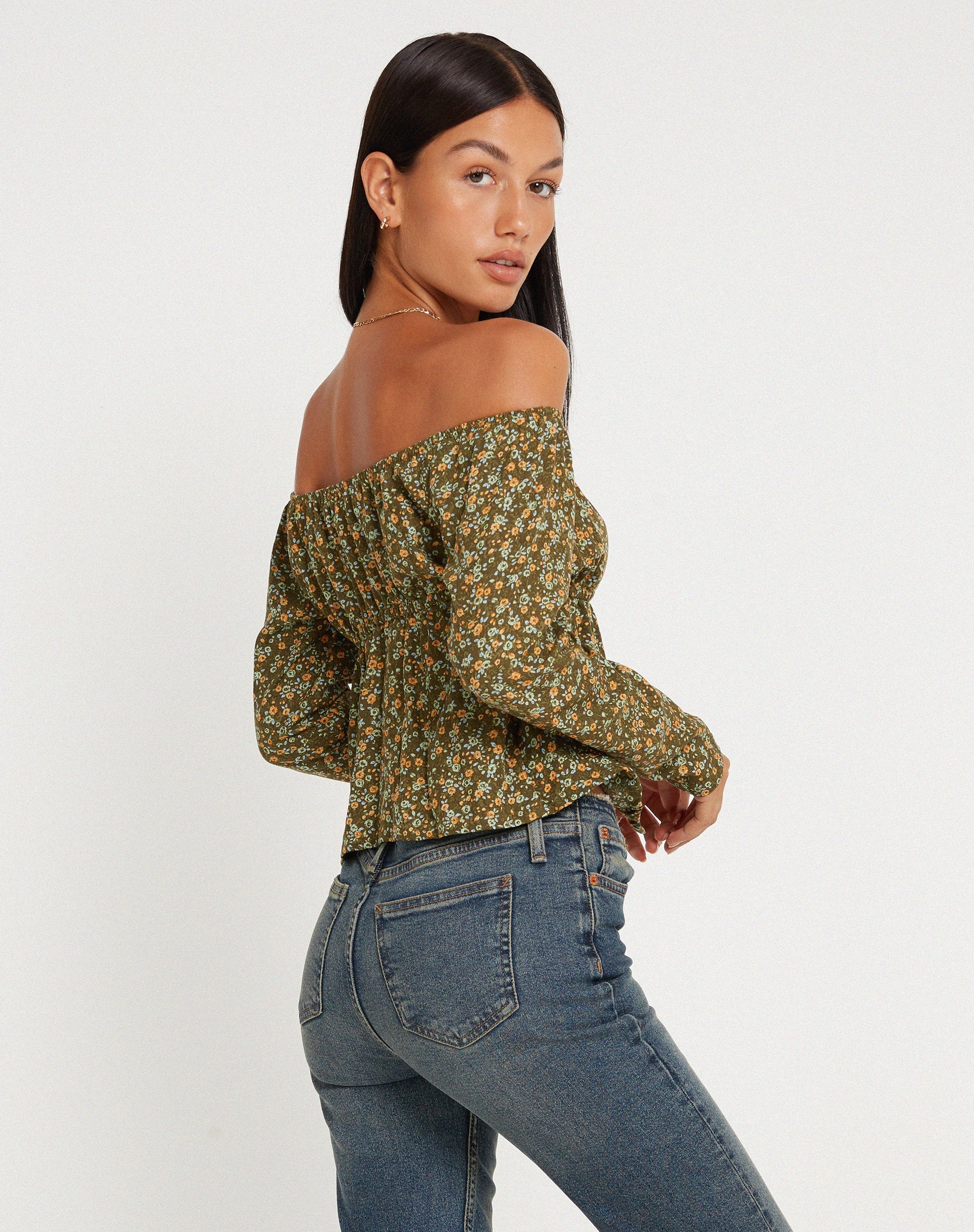 immagine di THENA TOP GRUNGEY FLORAL KHAKI