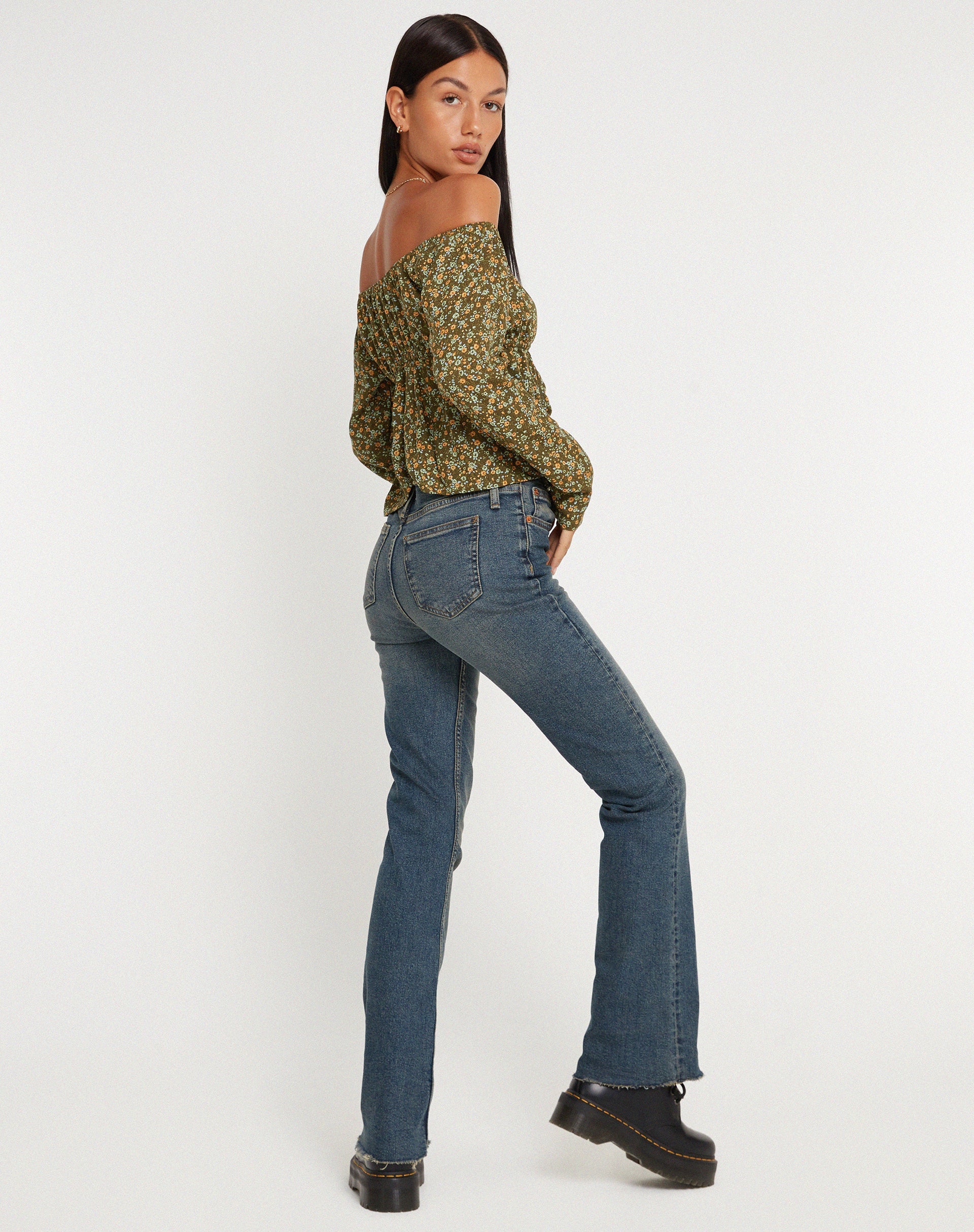 immagine di THENA TOP GRUNGEY FLORAL KHAKI