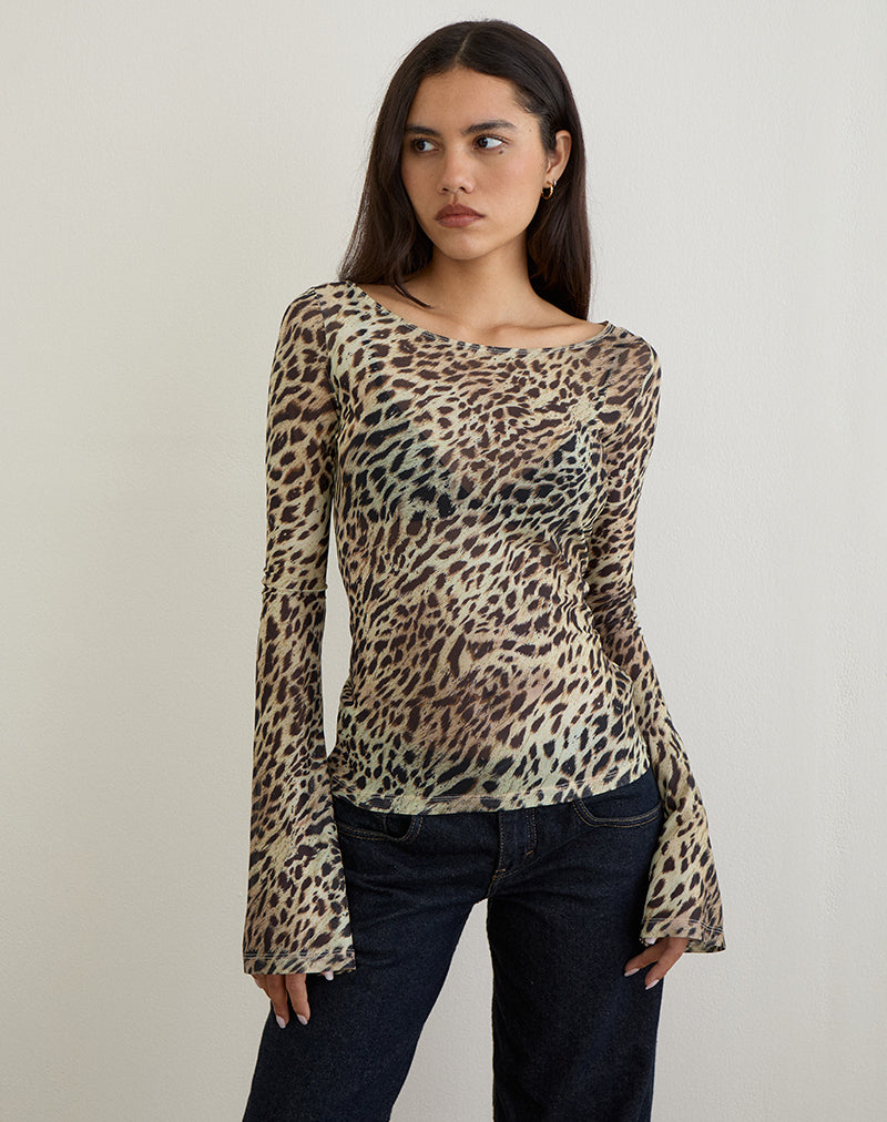 Immagine di Tineko Top a maniche lunghe in Leopard Dance Brown