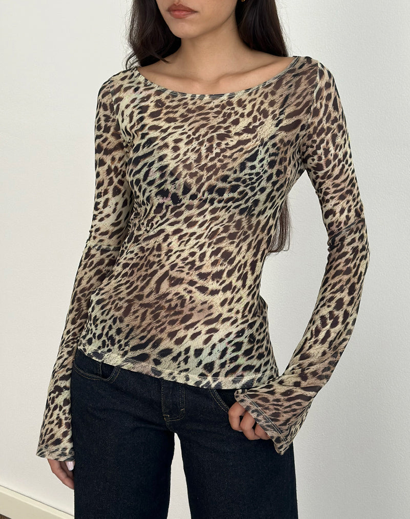 Immagine di Tineko Top a maniche lunghe in Leopard Dance Brown