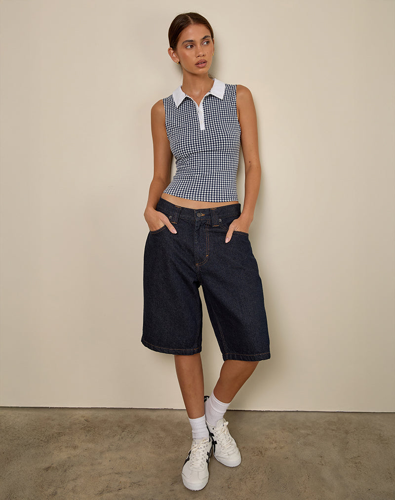 Immagine di Tisuka Polo Top in Seersucker Gingham Navy