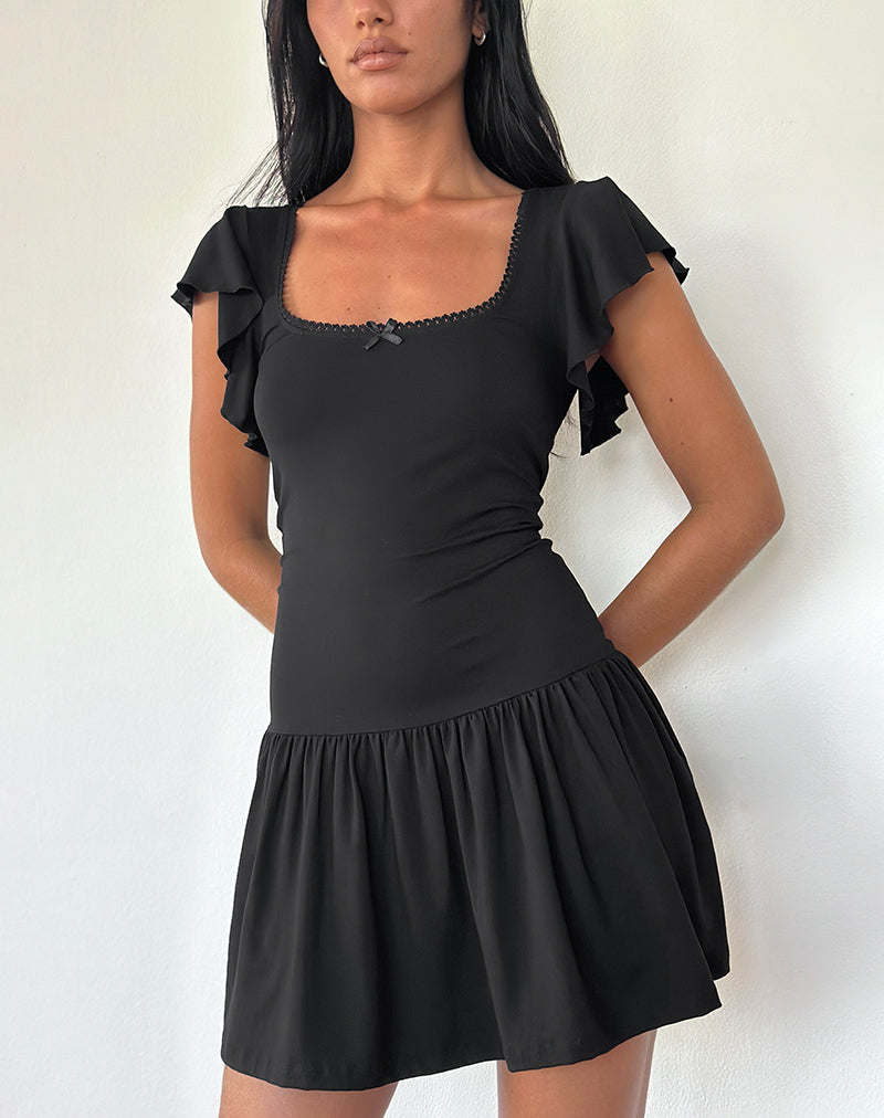 Mini abito a vita bassa Toinette in nero