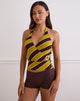 Immagine di Tomiju Cross Over Top in Retro Stripe Yellow