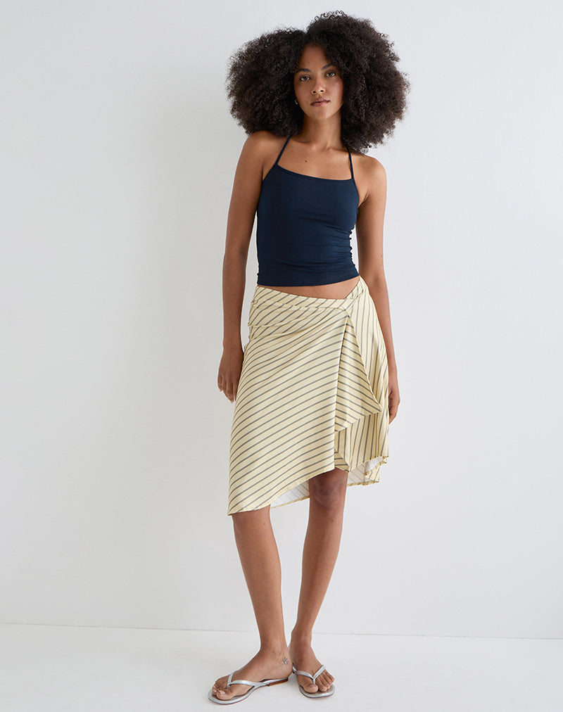 Immagine di Tomoe Top con scollo alla caviglia in jersey di rayon Navy
