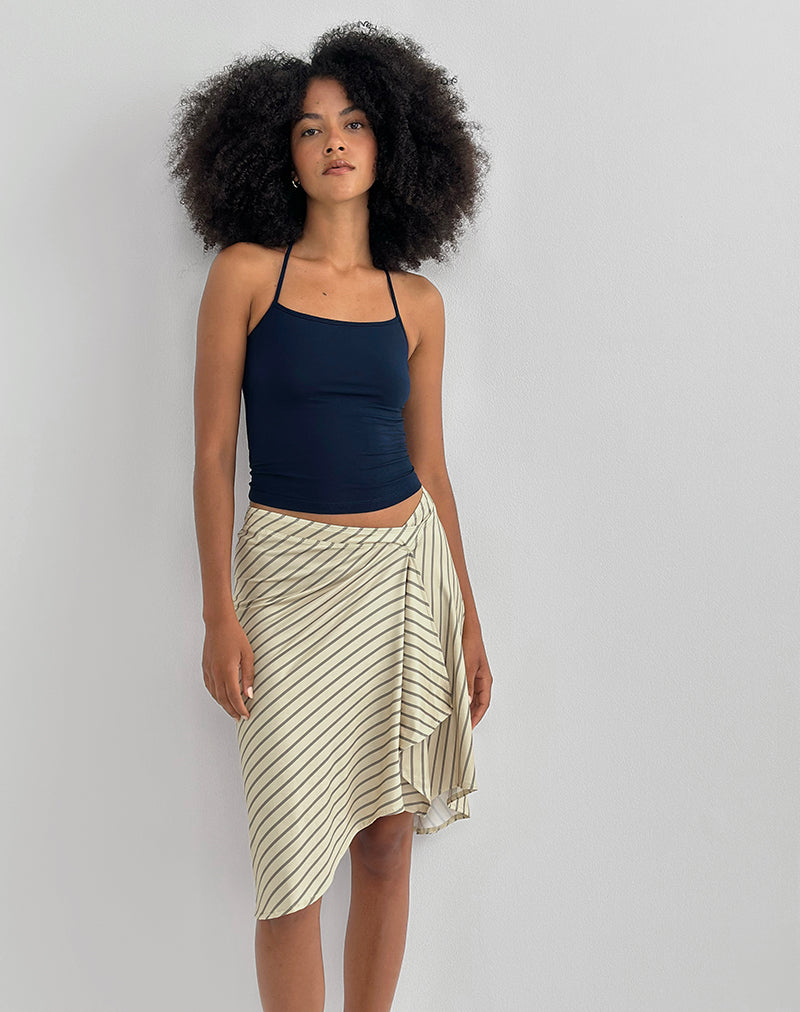 Tomoe - Top con scollo ad aletta in jersey di rayon - Navy