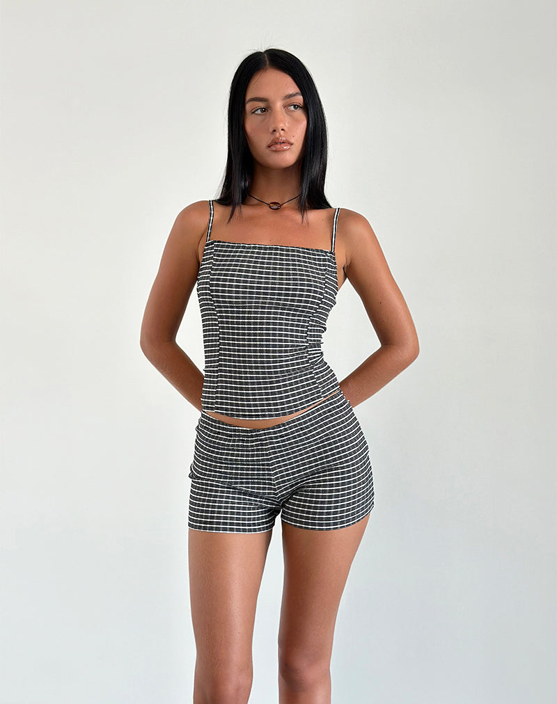 Micropantaloncini Ghibli in check rugoso nero grigio