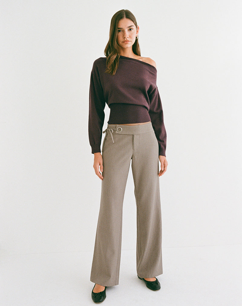 Image of Tova Tie Tailoring Trouser in Khaki Beige