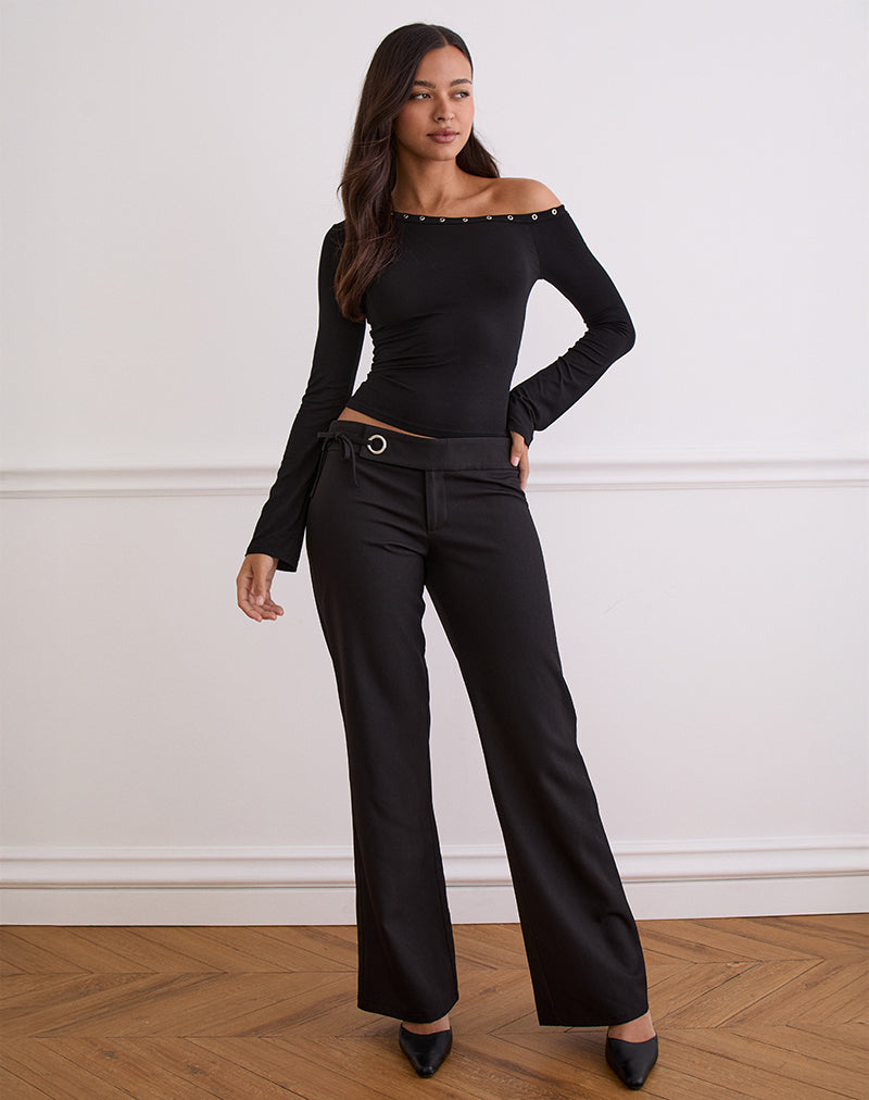 Pantaloni sartoriali con cravatta Tova in nero