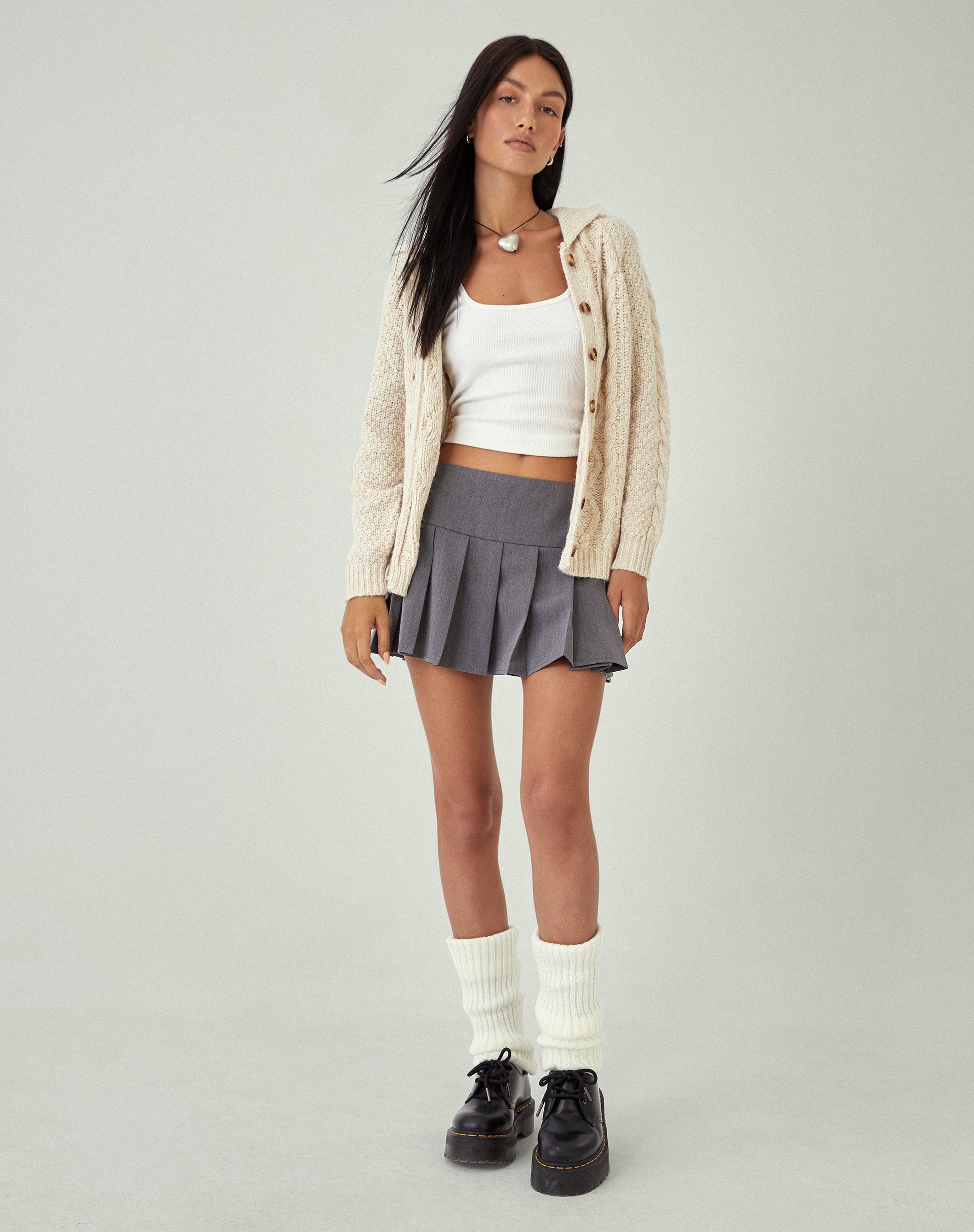 immagine di MOTEL X JACQUIE Triny Cardigan in maglia a cavi Oatmeal