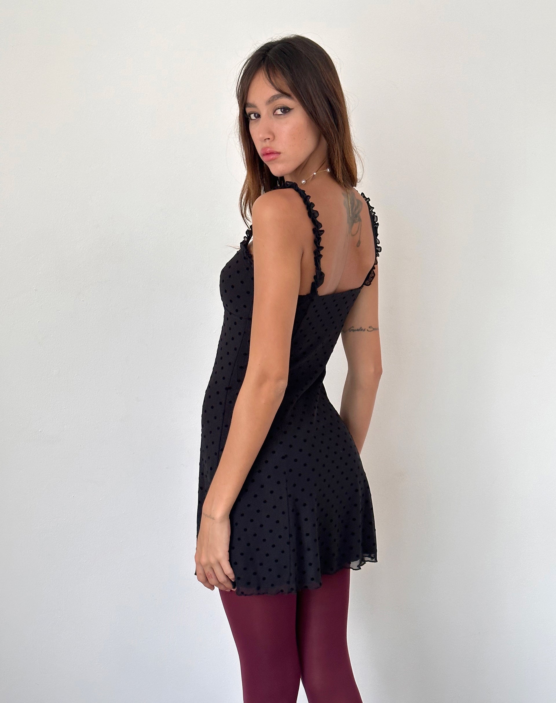 Immagine di Trisha Mini Dress in Polka Black Flock