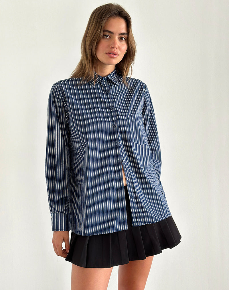 Camicia Turner a righe blu scuro indaco