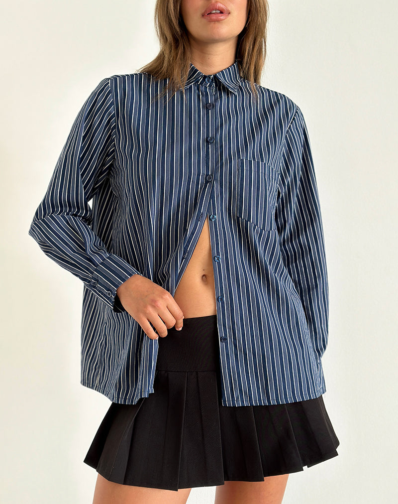 Camicia Turner a righe blu scuro indaco