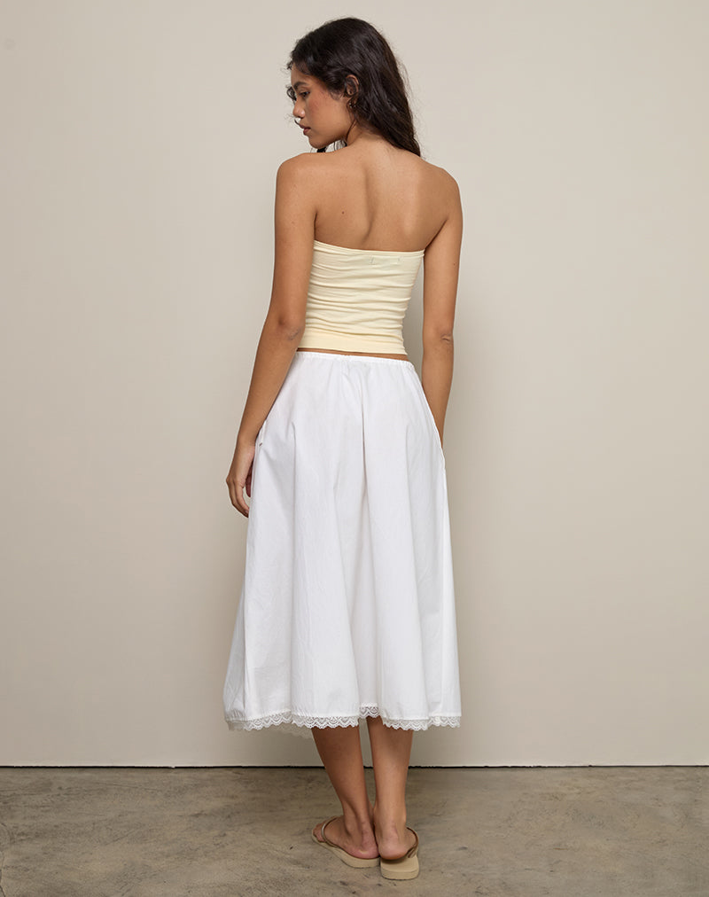 immagine di Taka Midi Skirt in Popeline Bianco