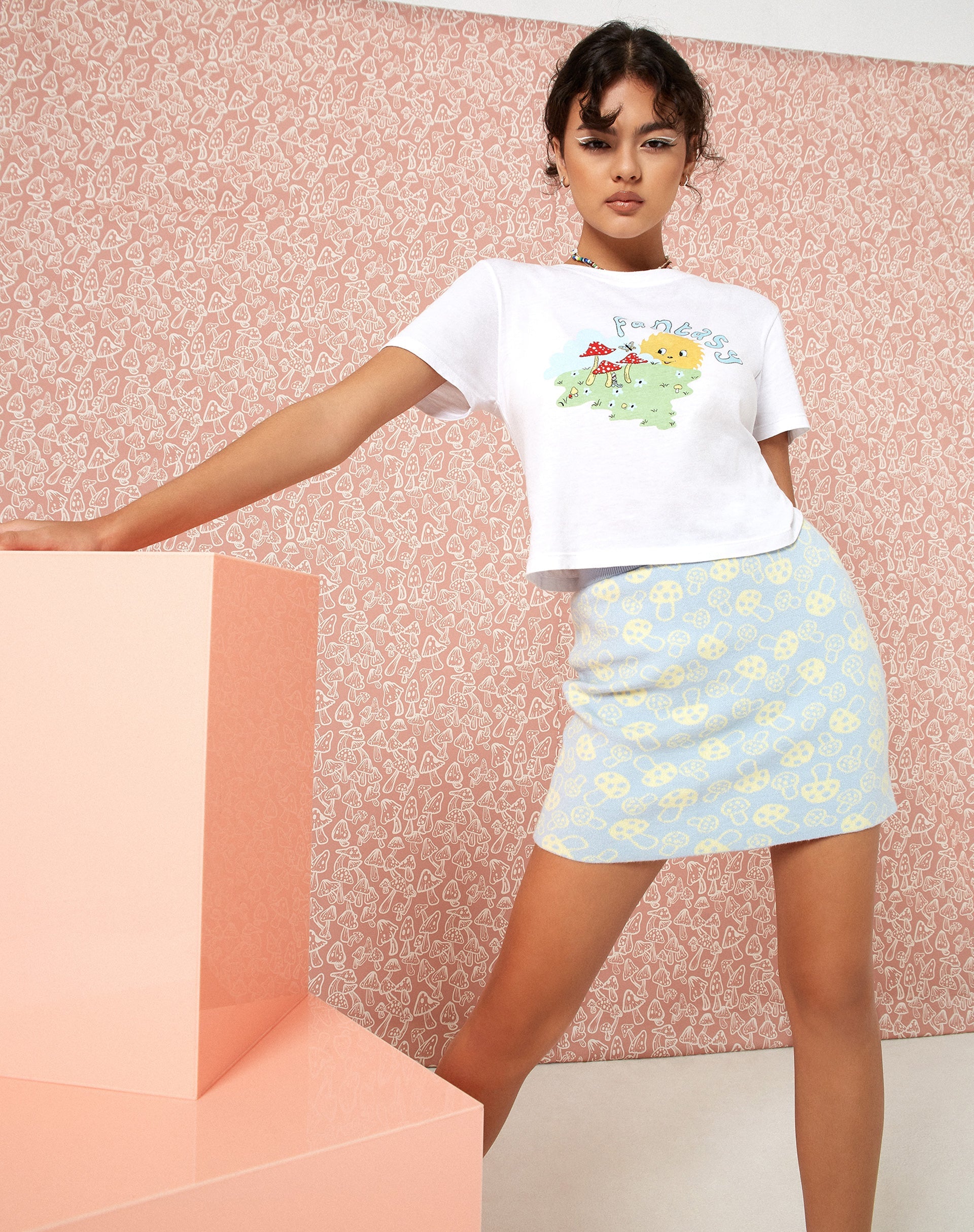 Immagine di Riani Mini Skirt in Baby Shroom Blue e Yellow