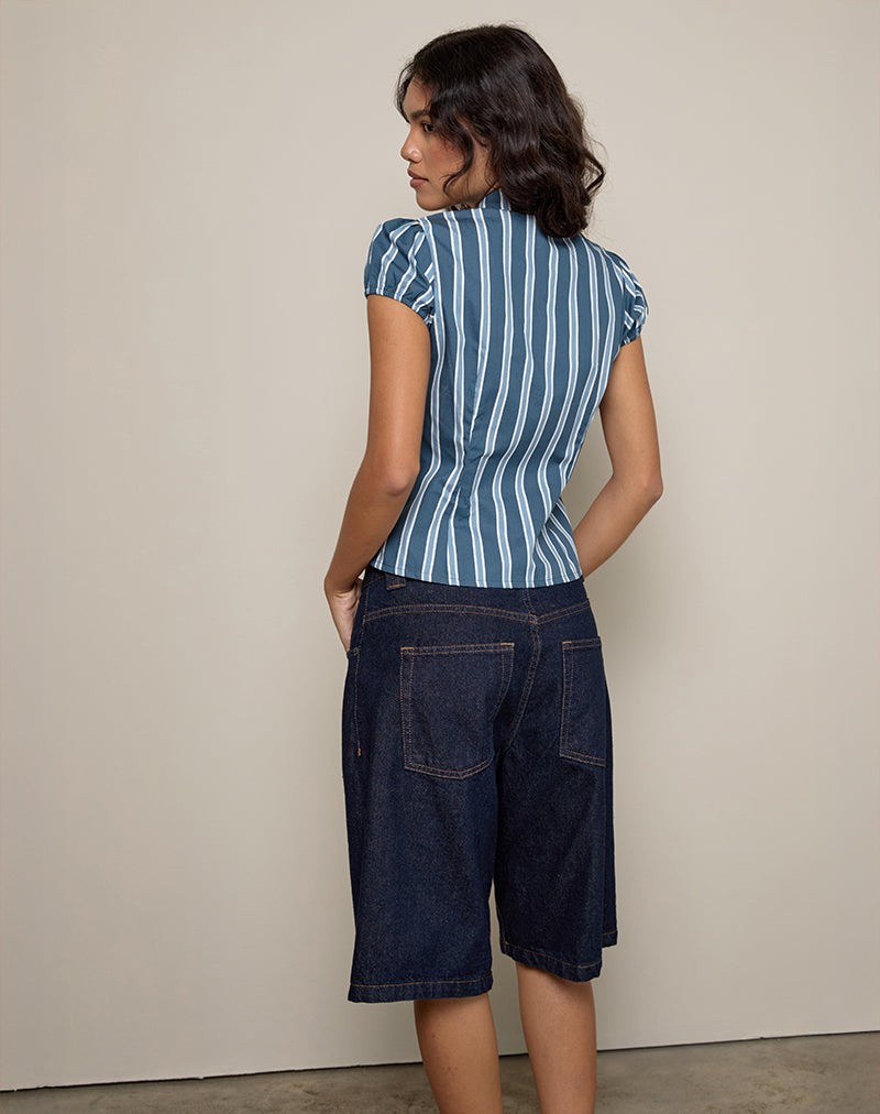 Immagine di Ulsan Camicia aderente in Popeline a righe formali Navy