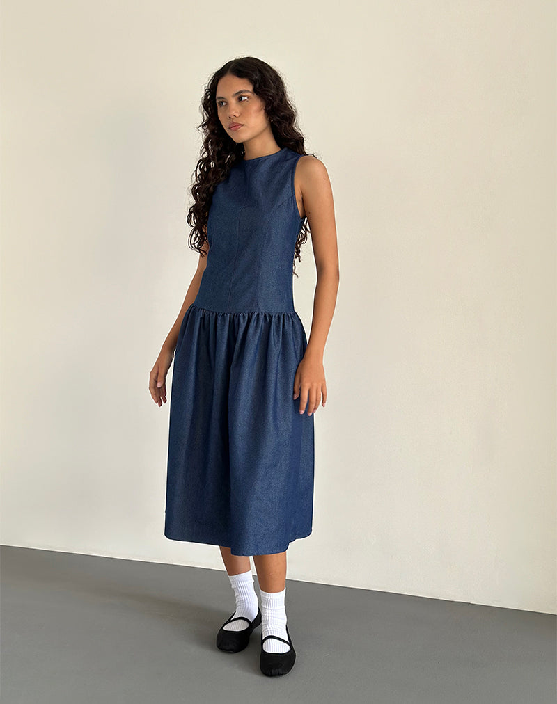immagine di Uretta Maxi Dress in Denim Indigo