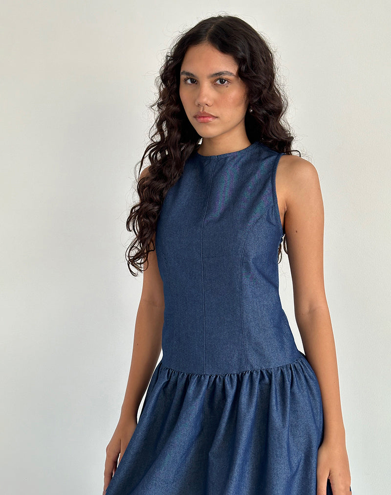 immagine di Uretta Maxi Dress in Denim Indigo