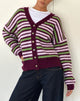 Immagine del cardigan Uriela a righe verdi, rosa e bordeaux