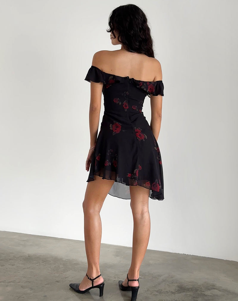 Immagine di Ursula Bardot Mini Abito in Nero Vintage Rose