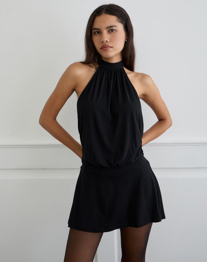Mini abito Vaklina in jersey di rayon nero