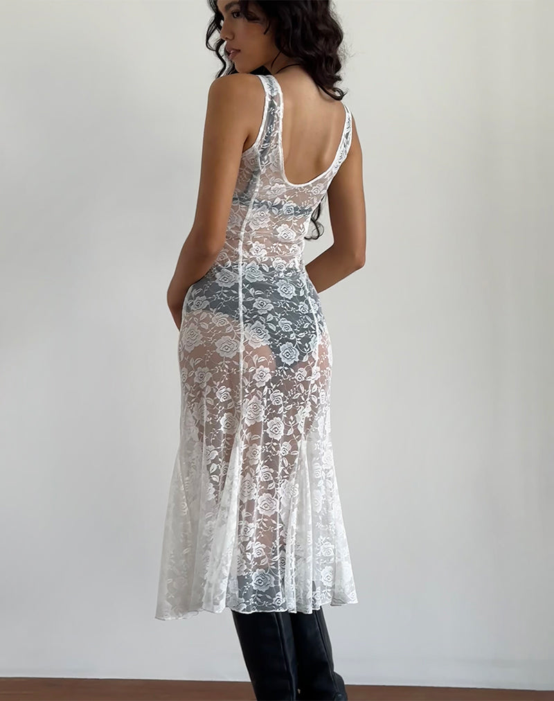 Immagine di Valea Vestito midi sfoderato in pizzo avorio Big Rose