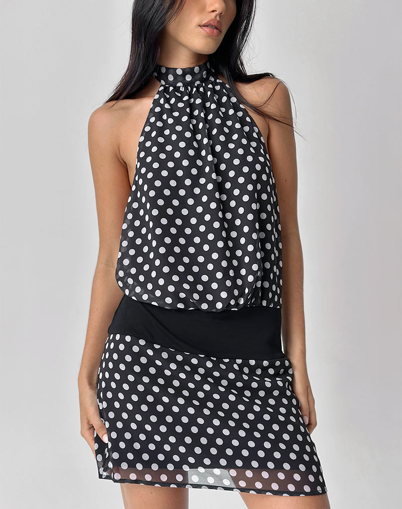 Mini abito Valina in Basic Polka nero